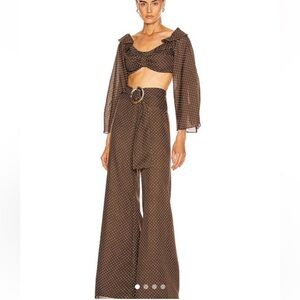 Brown Polka Dot pant set Alexis